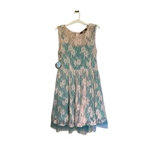 Beautiful Eva Franco for Anthropologie Dress - Cream and Turquoise Lace
